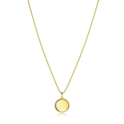 Zinzi 13.5 mm gold plated zilveren coin hanger met parelrand voor gravure ZIH2651G (zonder collier)