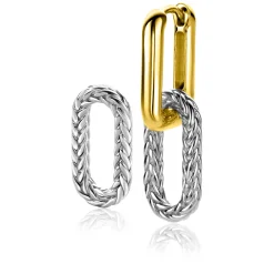 Sale Zinzi 20 mm zilveren oorbedels ovale vorm met touweffect ZICH2553 (zonder oorringen)