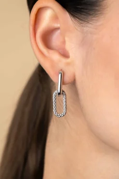 Sale Zinzi 20 mm zilveren oorbedels ovale vorm met touweffect ZICH2553 (zonder oorringen)
