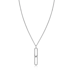 Zinzi 45cm Mart Visser by zilveren gourmet ketting inclusief rechthoekige schakel hanger 40mm, bezet met witte zirkonia's MVC28