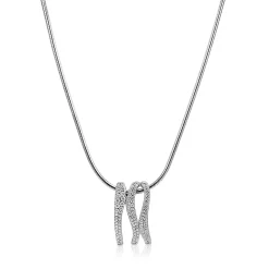 Clearance Zinzi 45cm Mart Visser by zilveren slangen ketting inclusief organisch gevormde hanger 21mm, bezet met witte zirkonia's MVC26