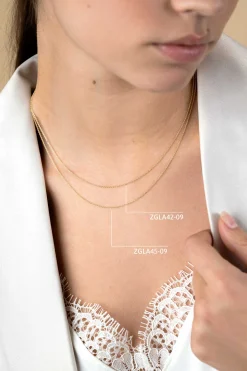 Hot Zinzi 45cm Gold 14 krt anker ketting 0,9mm breed, ideaal om je hanger aan te bevestigen ZGLA45-09