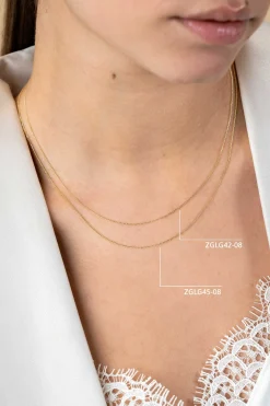 Best Zinzi 45cm Gold 14 krt gourmet ketting 0,8mm breed, ideaal om je hanger aan te bevestigen ZGLG45-08