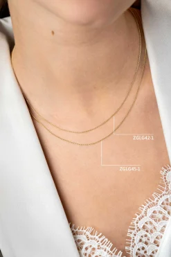 New Zinzi 45cm Gold 14 krt gourmet ketting 1mm breed, ideaal om je hanger aan te bevestigen ZGLG45-1