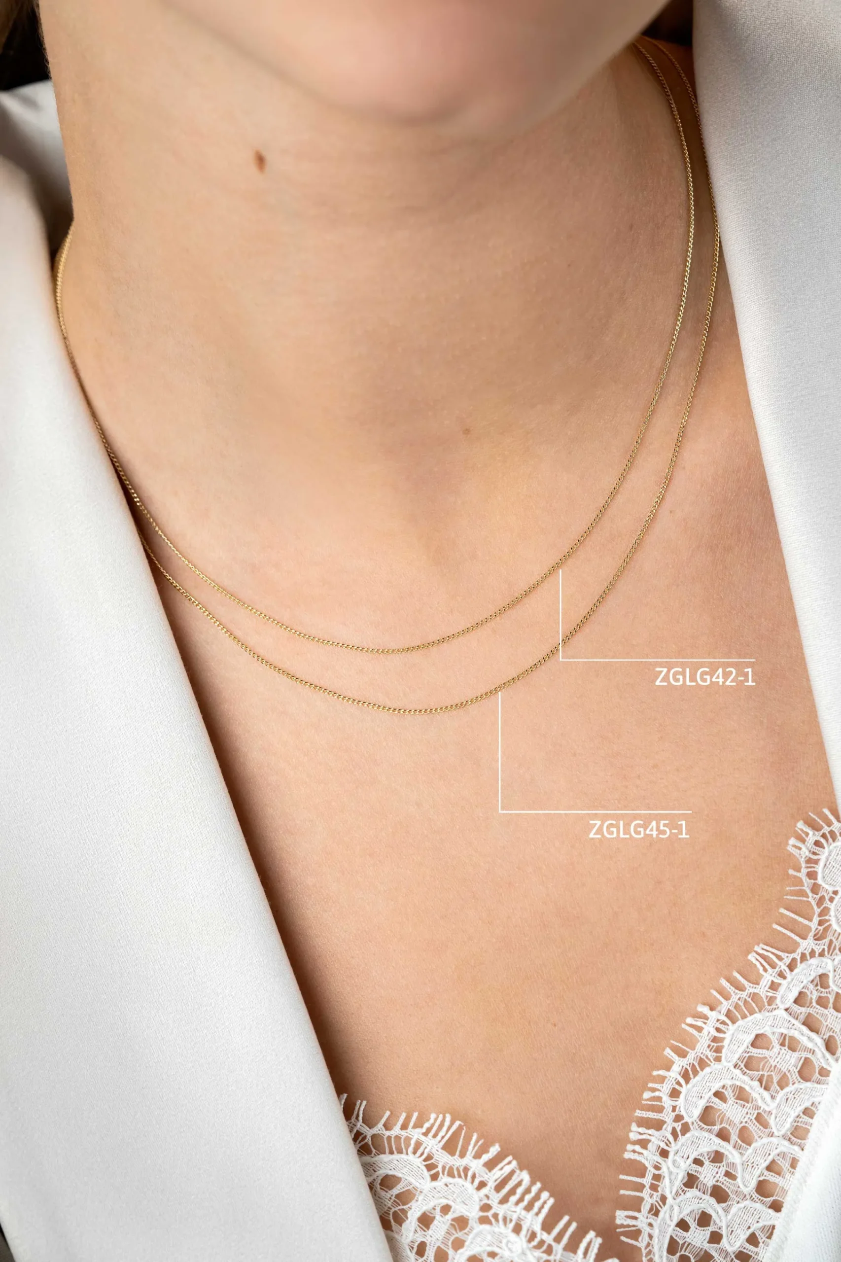 Outlet Zinzi 42cm Gold 14 krt gourmet ketting 1mm breed, ideaal om je hanger aan te bevestigen ZGLG42-1
