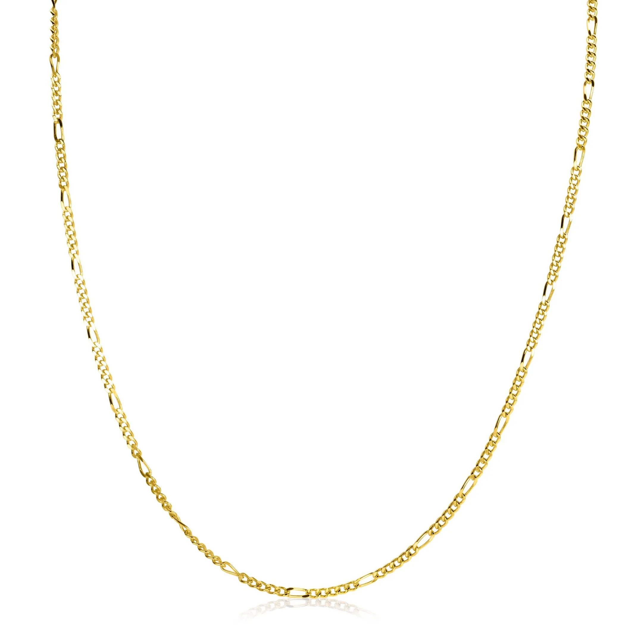 New Zinzi 90cm gold plated zilveren figaro ketting ZILC-F90G
