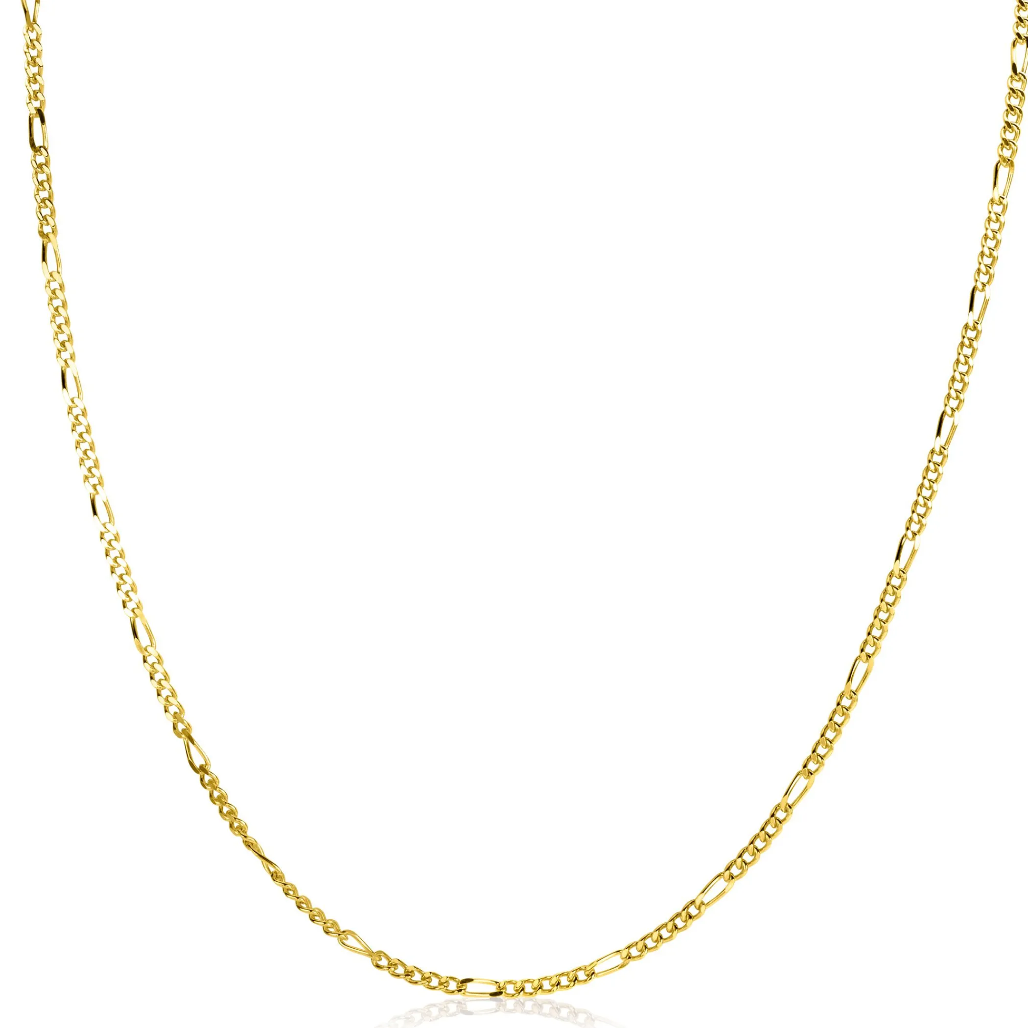 New Zinzi 90cm gold plated zilveren figaro ketting ZILC-F90G