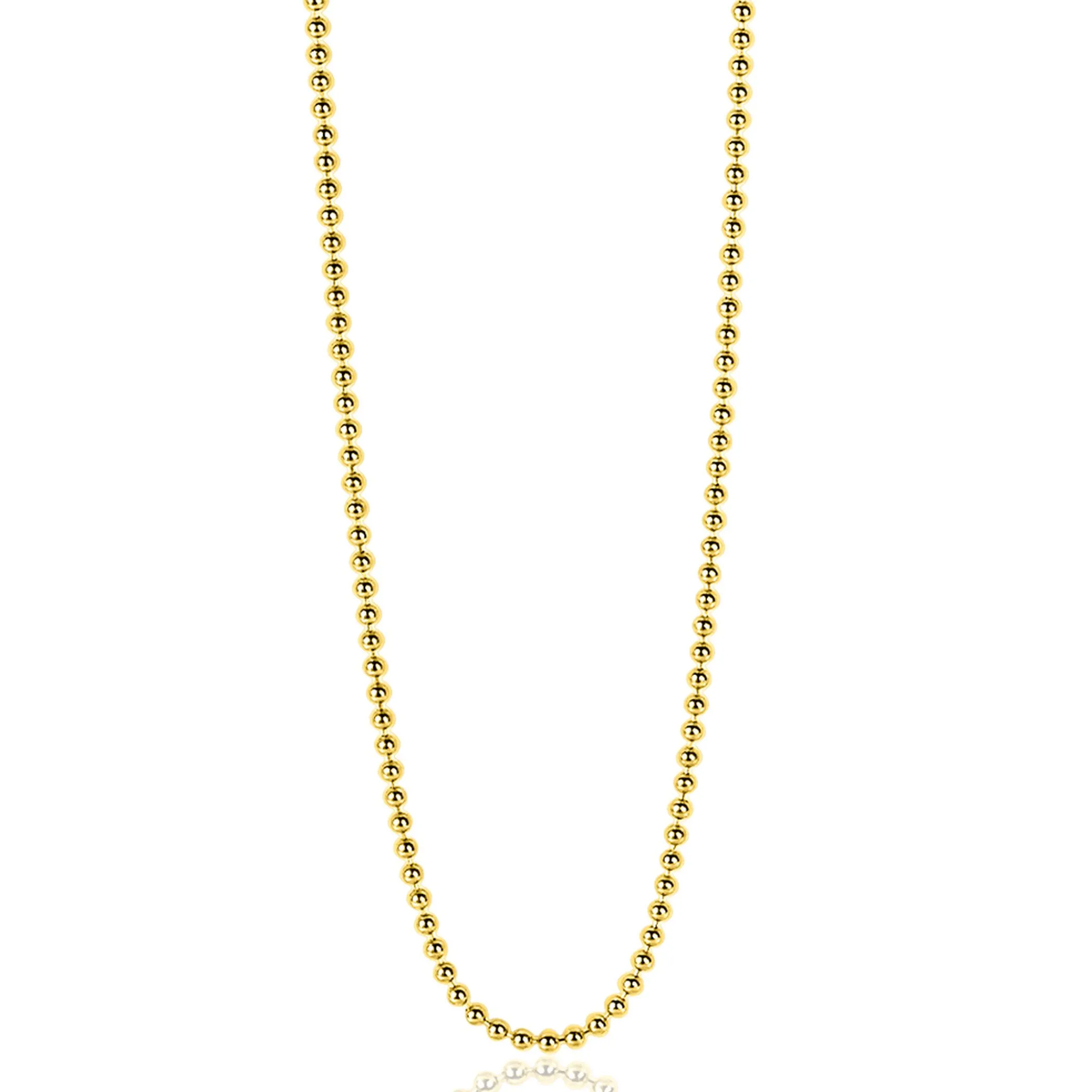 Hot Zinzi 80cm zilveren bolletjes ketting gold plated 0,9mm breed. ZILC-B80G