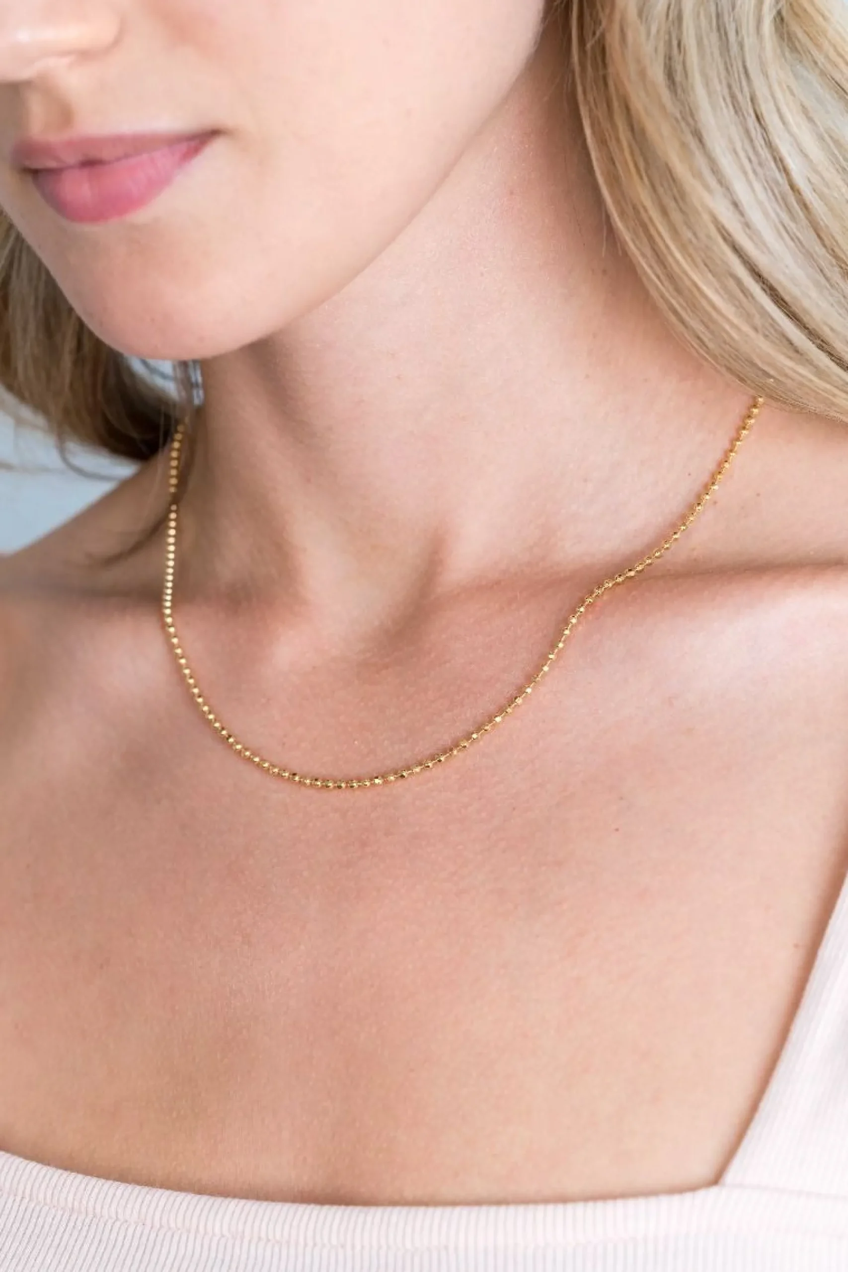 Hot Zinzi 45cm zilveren collier geel verguld bol 2mm ZI45BOLG