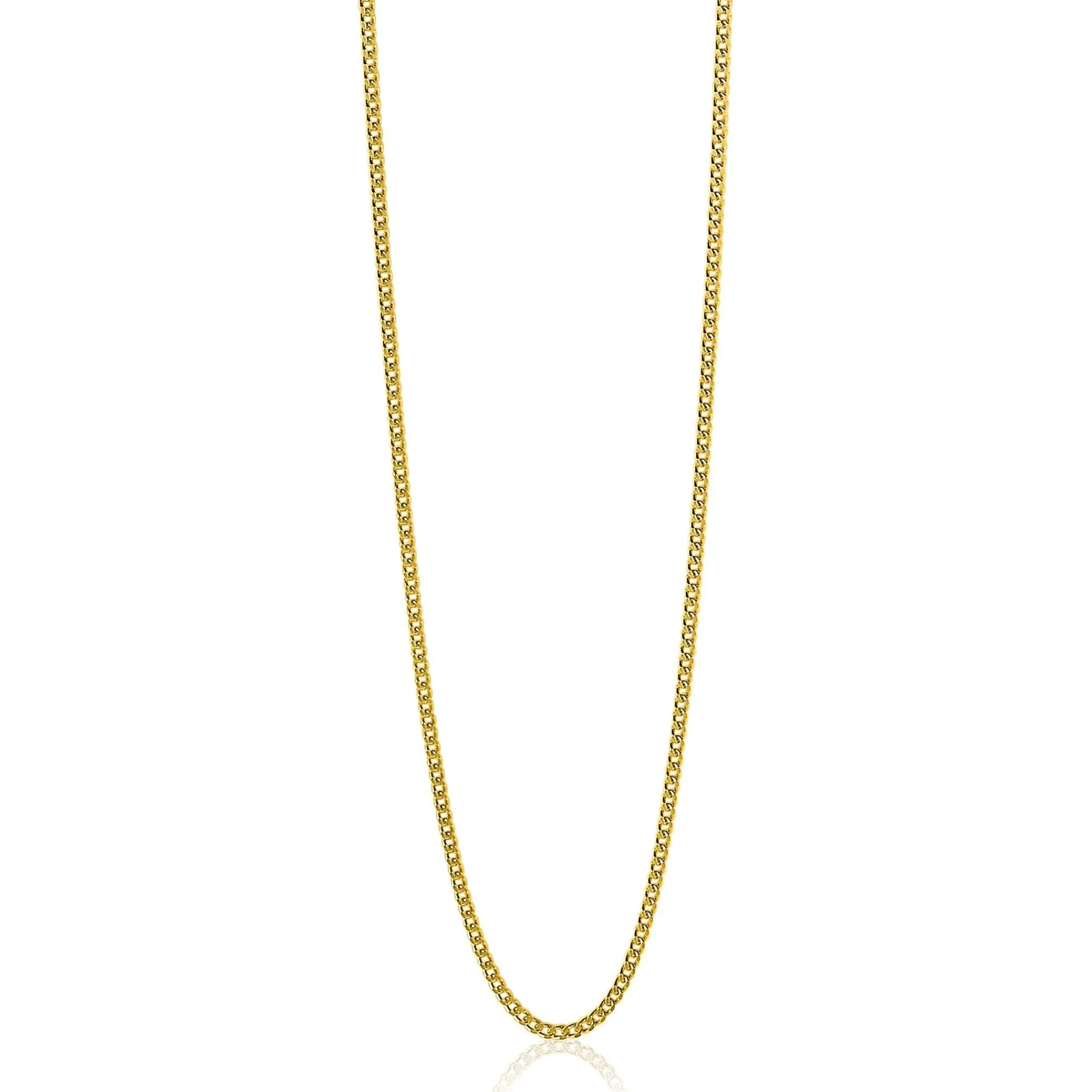 Outlet Zinzi 90cm zilveren gourmet ketting gold plated. ZILC-G90G