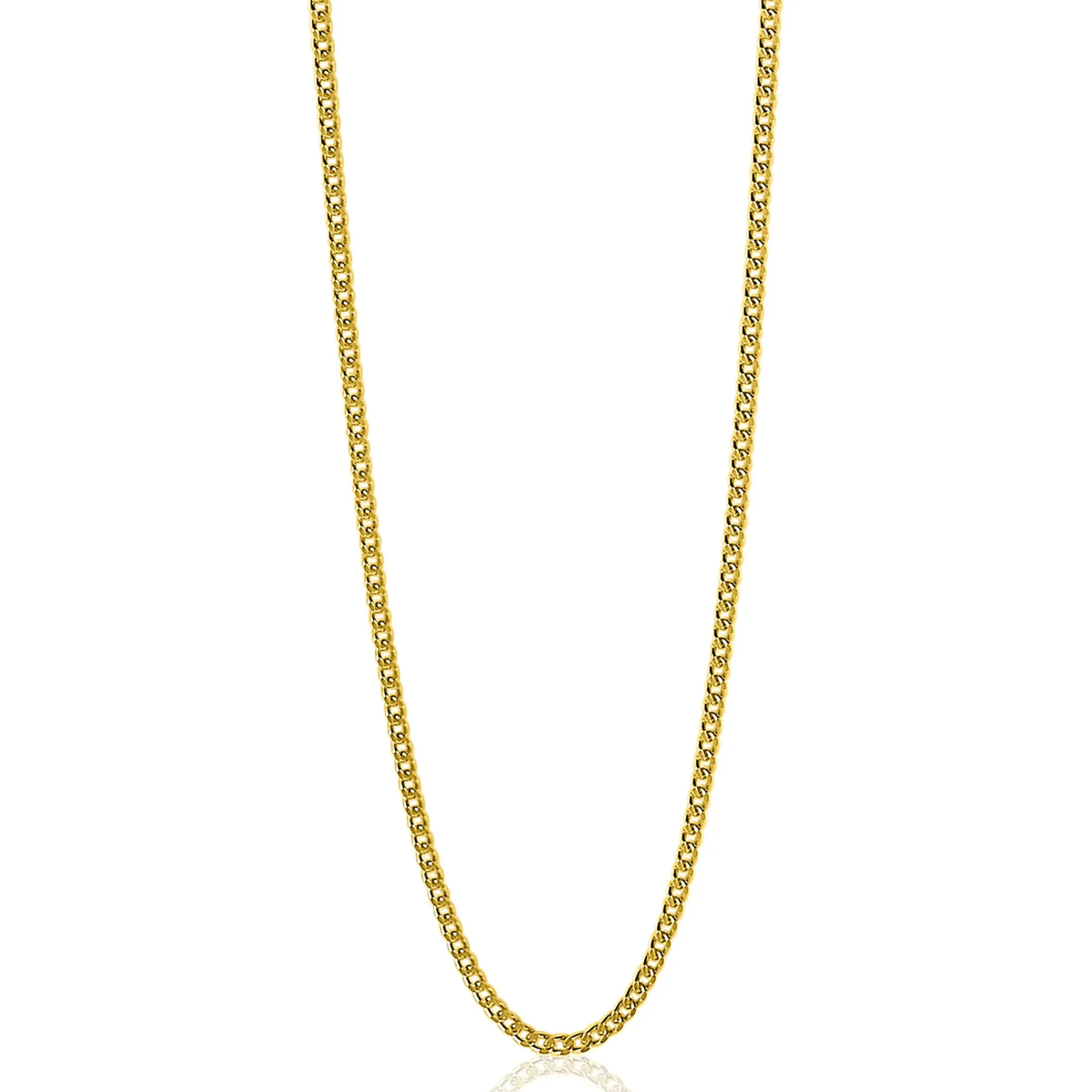 Outlet Zinzi 90cm zilveren gourmet ketting gold plated. ZILC-G90G