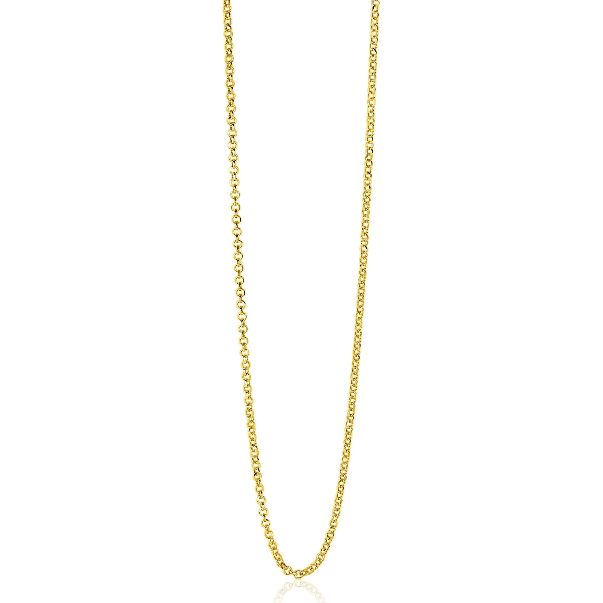 Clearance Zinzi 60cm zilveren jasseron ketting geel verguld ZILC-J60G