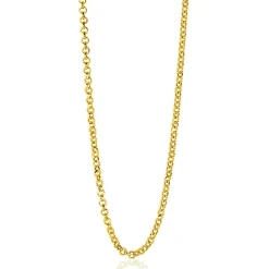 Clearance Zinzi 60cm zilveren jasseron ketting geel verguld ZILC-J60G
