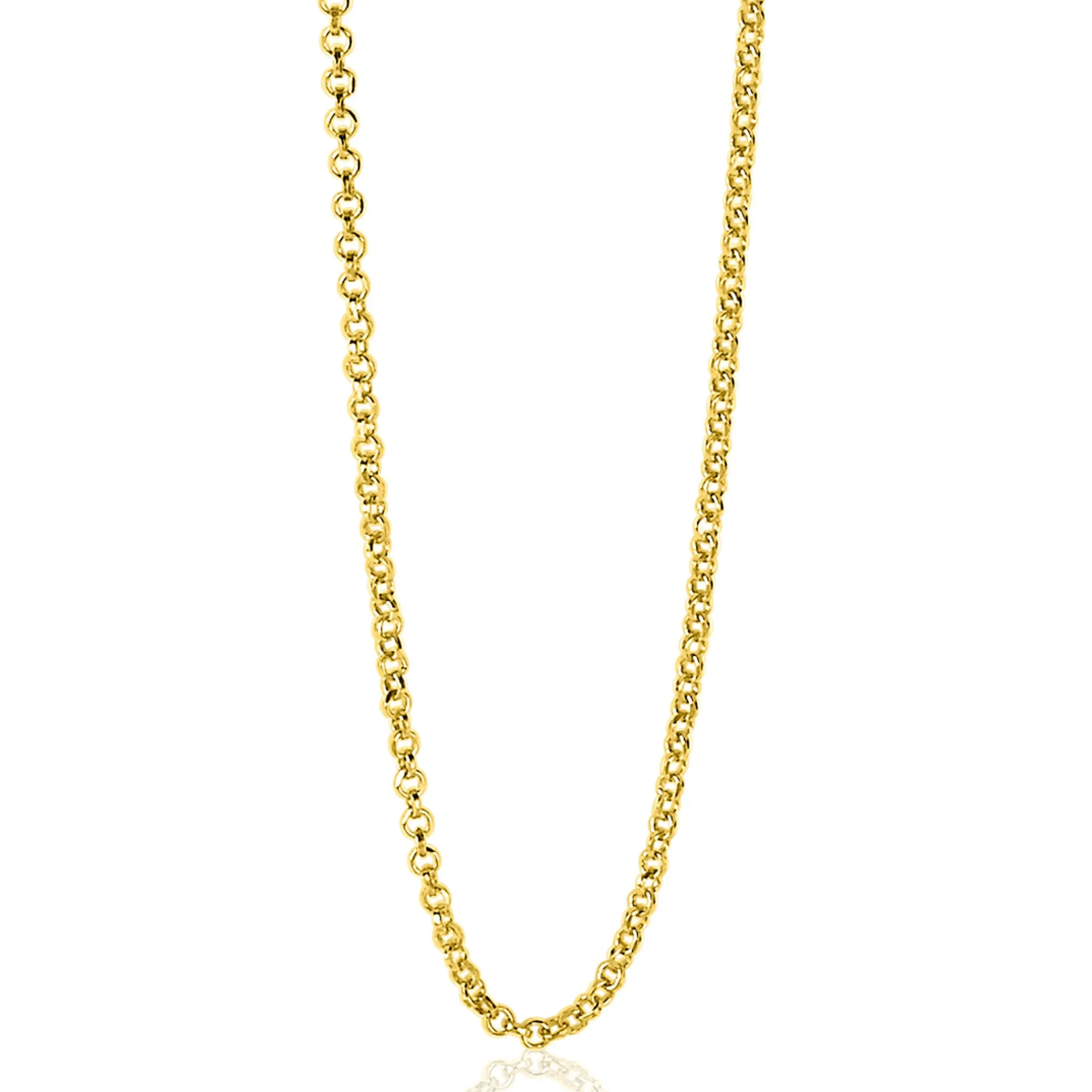 Clearance Zinzi 60cm zilveren jasseron ketting geel verguld ZILC-J60G