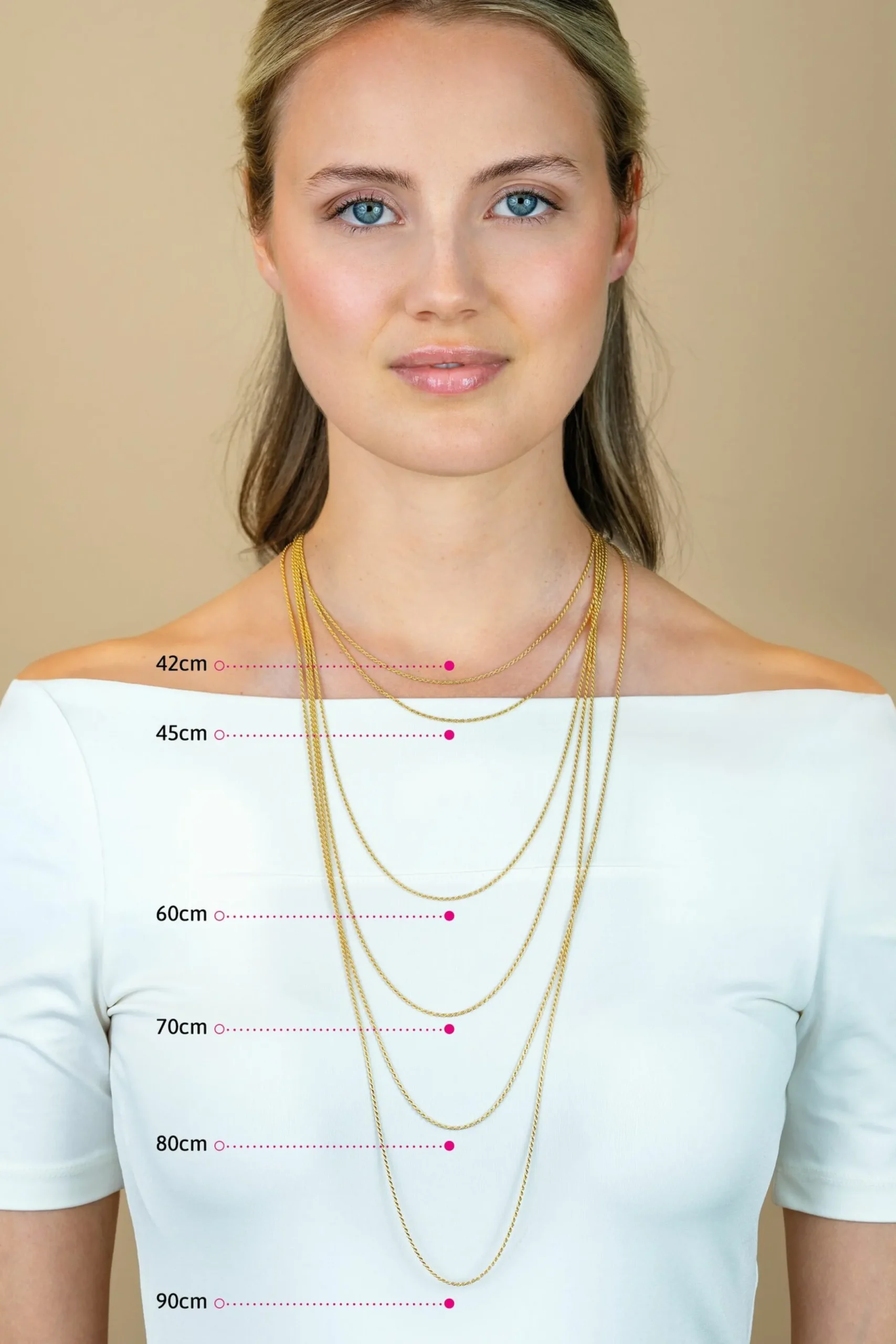 Clearance Zinzi 60cm zilveren jasseron ketting geel verguld ZILC-J60G