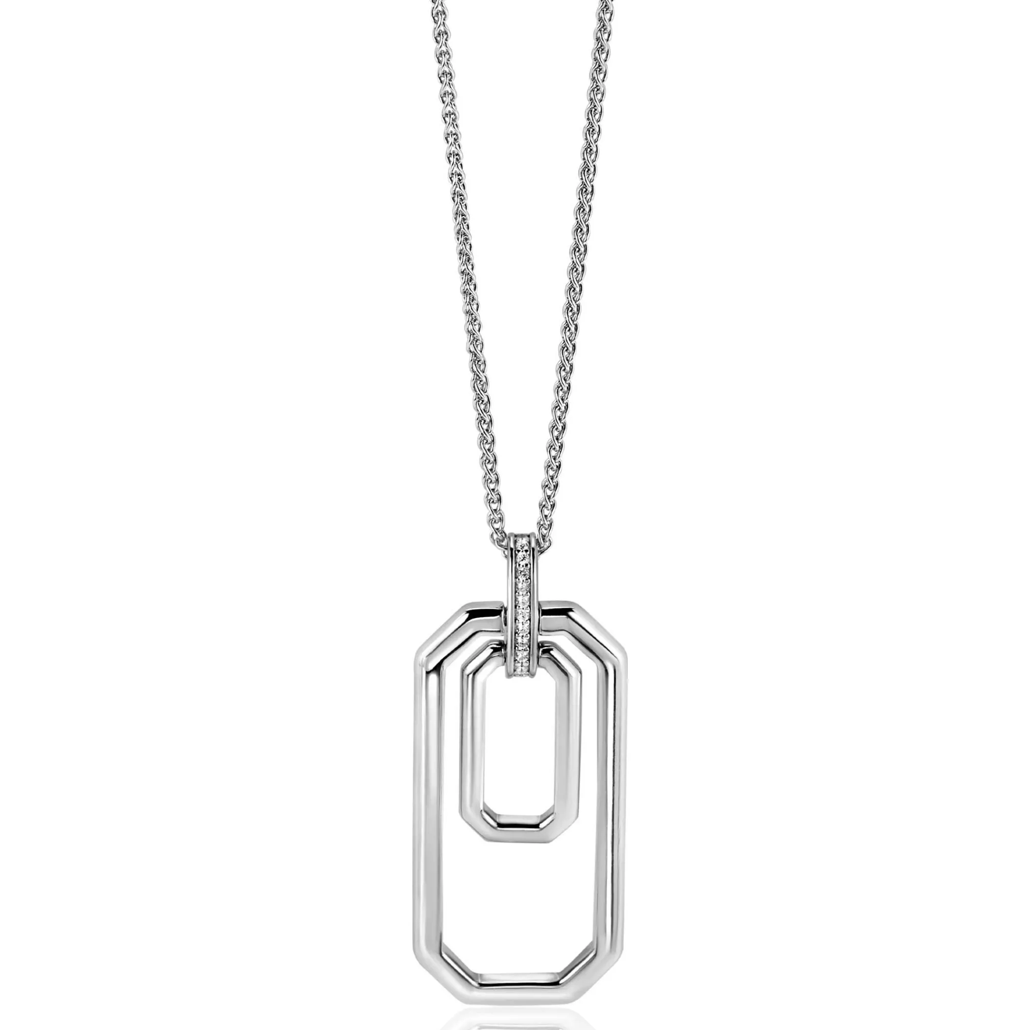 Zinzi 70cm zilveren ketting met luxe hanger 40mm, valt lang om de hals ZIC2494