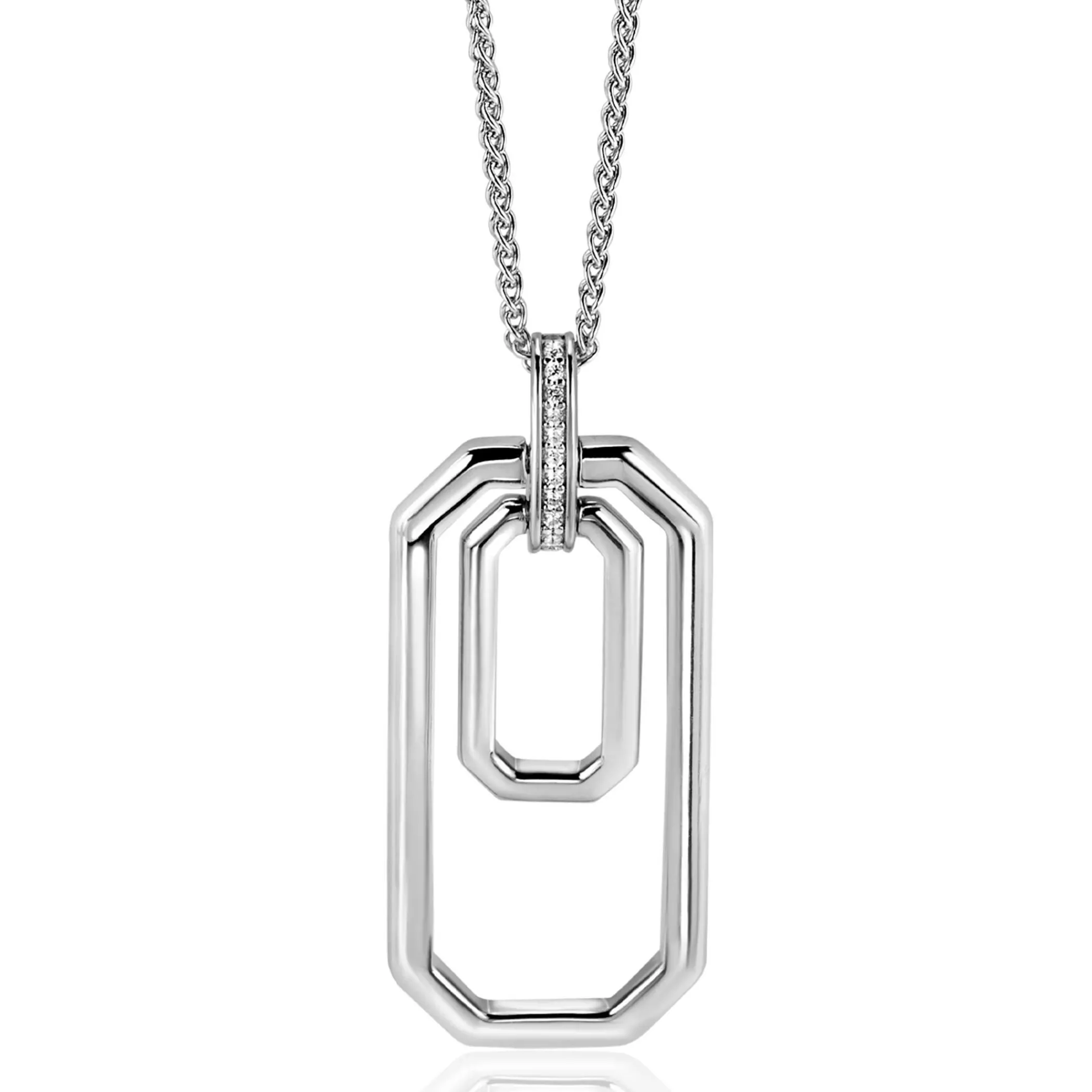 Zinzi 70cm zilveren ketting met luxe hanger 40mm, valt lang om de hals ZIC2494