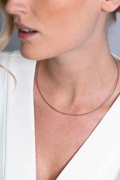 New Zinzi 43cm zilveren omega collier 1mm breed ZIOM1-43
