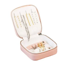 Outlet Zinzi Luxe roze sieradendoosje voor op reis