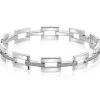 Zinzi Mart Visser by zilveren schakel armband 9mm met rechthoekige schakels, bezet met witte zirkonia's MVA27