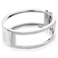 Online Zinzi Mart Visser by zilveren bangle armband glad wit 22mm MVA14