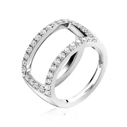 Zinzi Mart Visser by zilveren ring glad wit breed 12mm MVR14