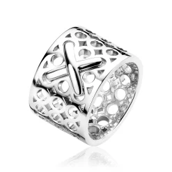 Outlet Zinzi Mart Visser by zilveren brede fantasie ring glad 14mm MVR15