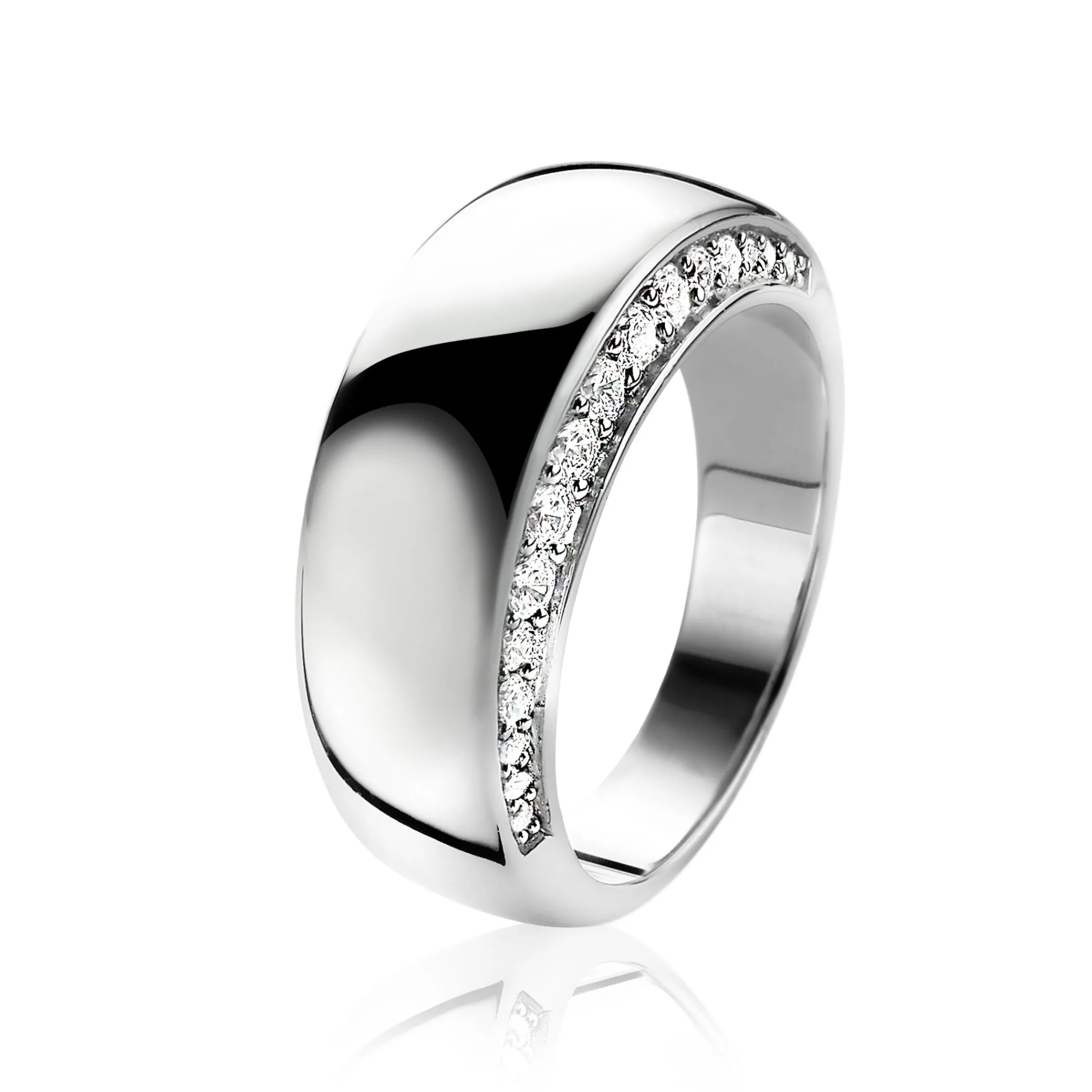 New Zinzi Mart Visser by zilveren ring glad wit MVR10