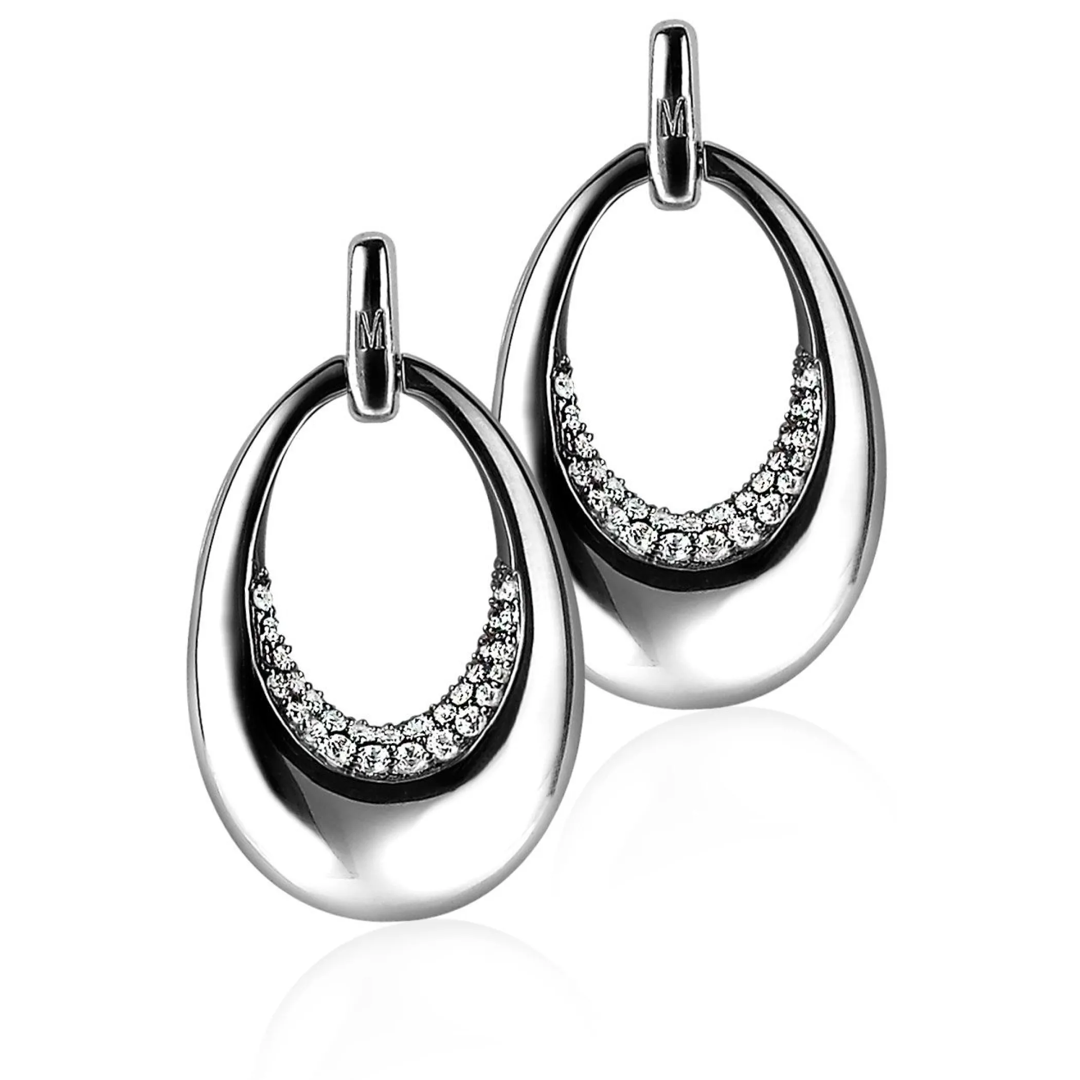 Sale Zinzi Mart Visser by zilveren oorsieraden tweezijdig ovaal wit MVO10