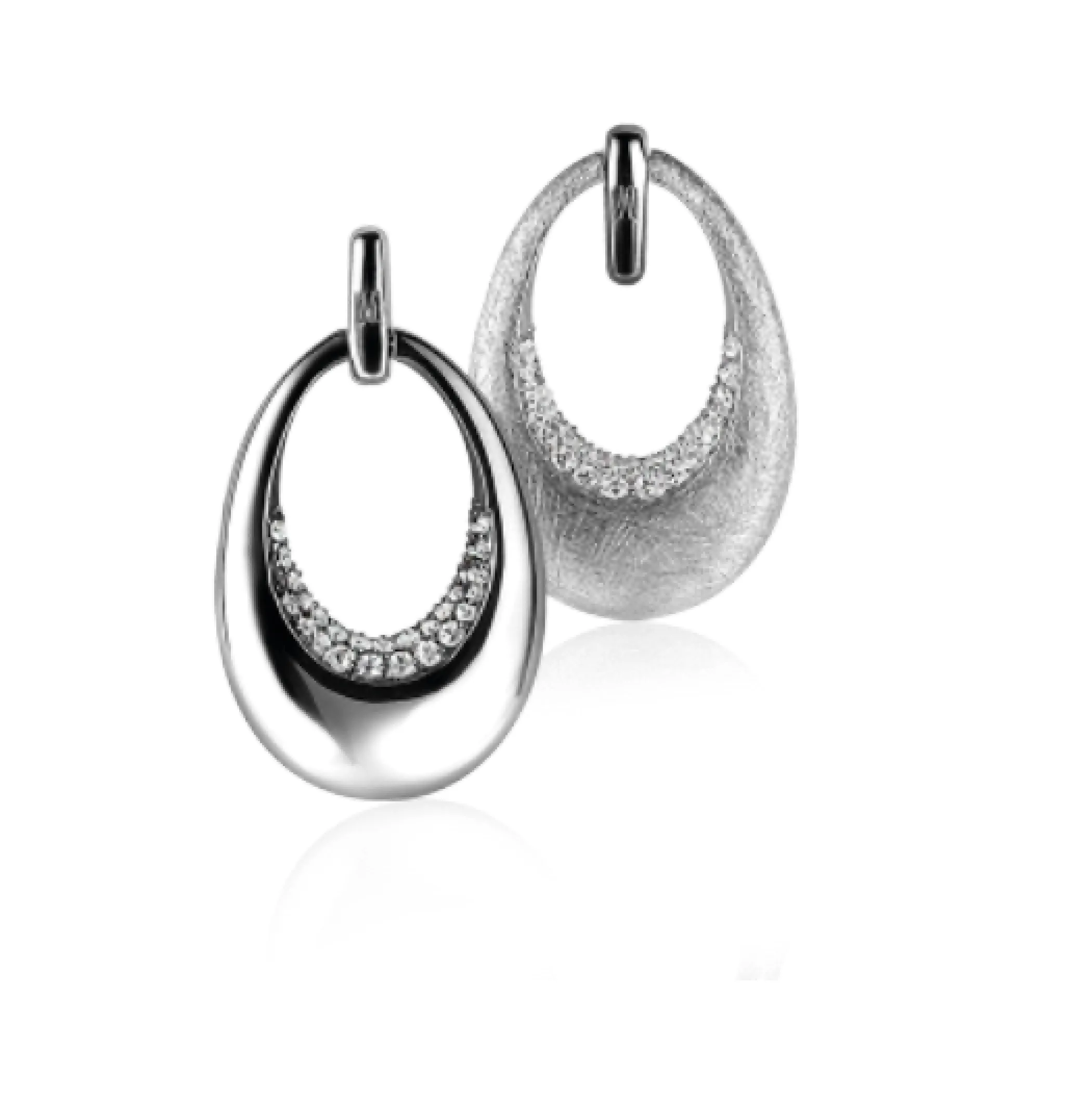 Sale Zinzi Mart Visser by zilveren oorsieraden tweezijdig ovaal wit MVO10