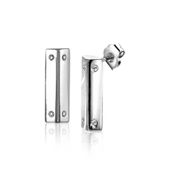 Clearance Zinzi Mart Visser by zilveren oorstekers taps toelopend met witte zirconia's 12 x 4mm MVO21