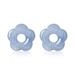 Discount Zinzi 26mm oorbedels bloem lichtblauw kunststof ZICH2720B