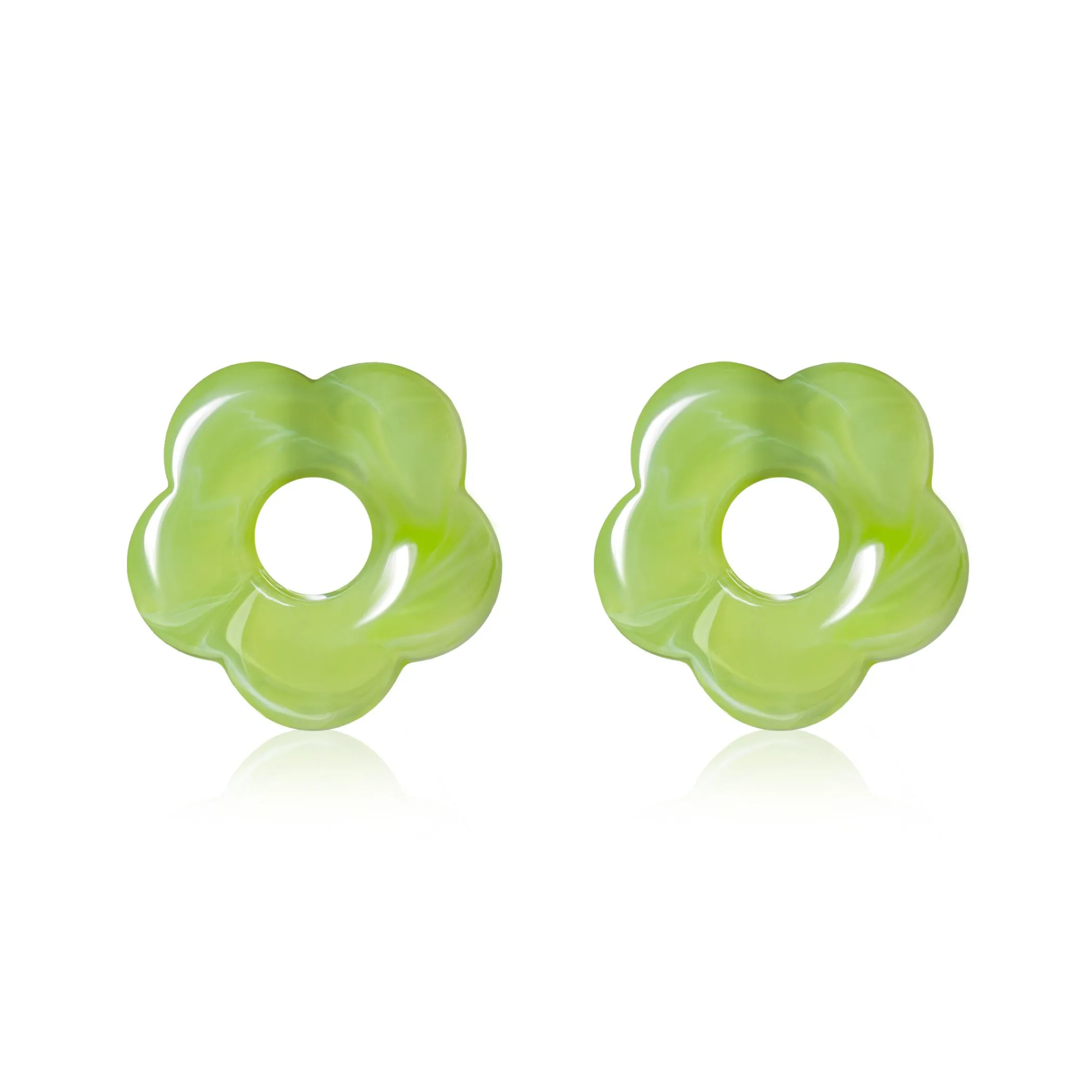 Online Zinzi 26mm oorbedels bloem lichtgroen kunststof ZICH2720G
