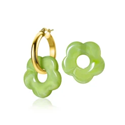 Online Zinzi 26mm oorbedels bloem lichtgroen kunststof ZICH2720G