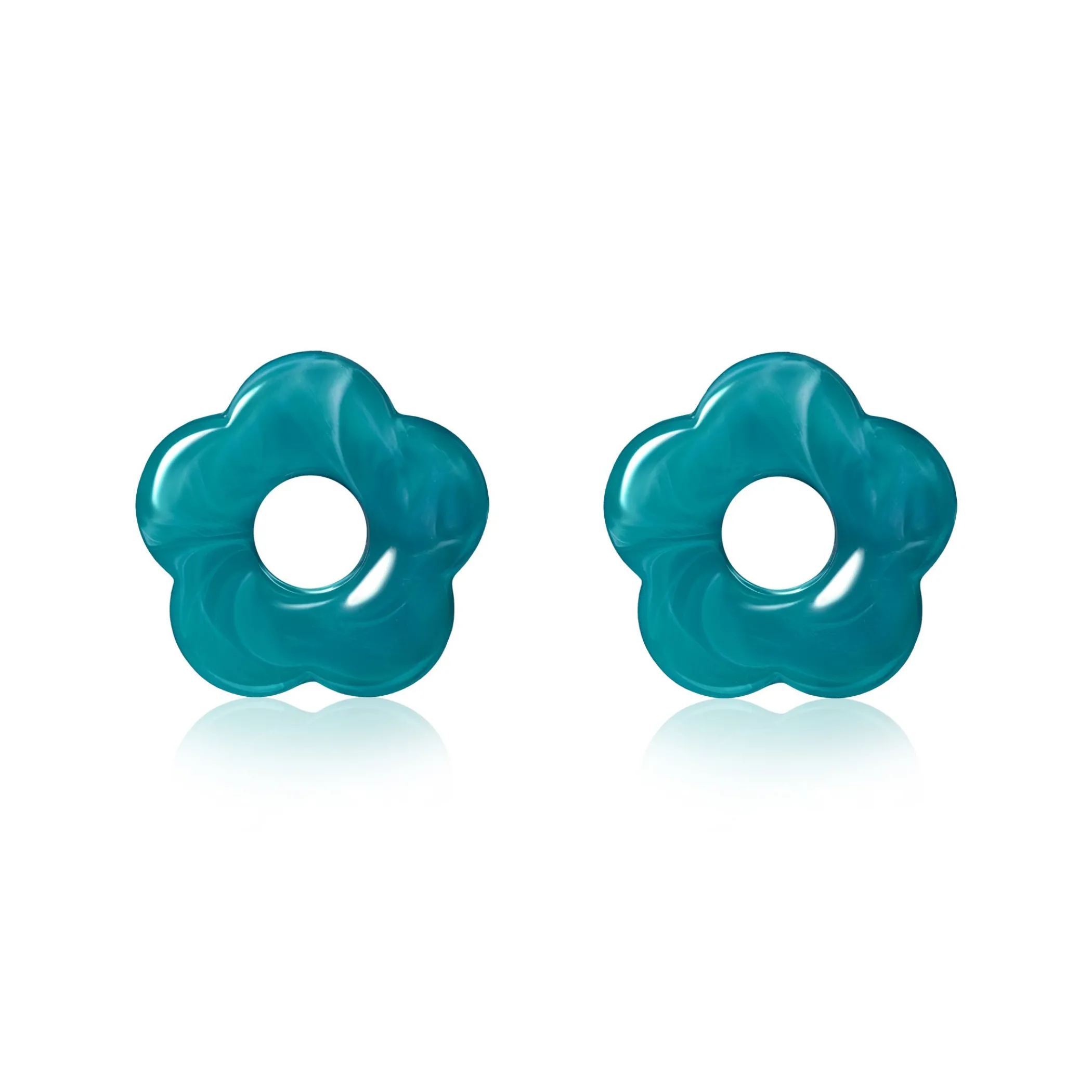 Best Zinzi 26mm oorbedels bloem turquoise kunststof ZICH2720T