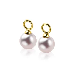 Zinzi 10mm Gold 14 karaat gouden oorbedels roze Swarovski crystal parel ZGCH002 (zonder oorringen)