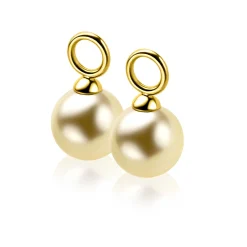 Hot Zinzi 10mm Gold 14 karaat gouden oorbedels goudkleurige Swarovski crystal parel ZGCH004 (zonder oorringen)