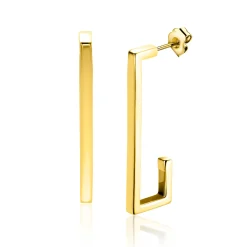 Online Zinzi 33mm Gold 14 karaat gouden oorstekers met grote strakke rechthoeksvorm. Grootte 33 x 2,4mm. ZGO483