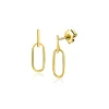 New Zinzi 16mm Gold 14 krt gouden oorstekers met trendy open ovale vormen en klein staafje op het oor ZGO415