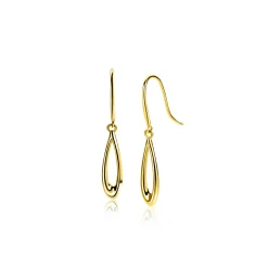 Hot Zinzi 25mm Gold 14 krt gouden oorhangers met open peervorm ZGO541