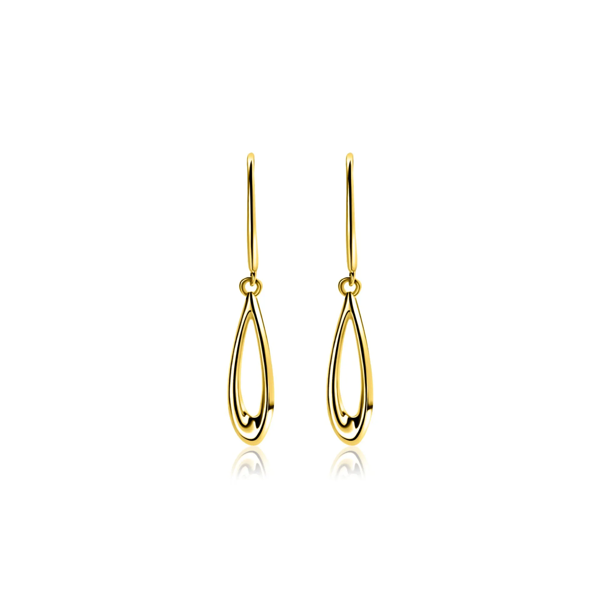 Hot Zinzi 25mm Gold 14 krt gouden oorhangers met open peervorm ZGO541