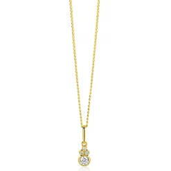 Zinzi 12mm Gold 14 krt gouden fantasie hanger bezet met witte zirkonia's ZGH545 (zonder collier)