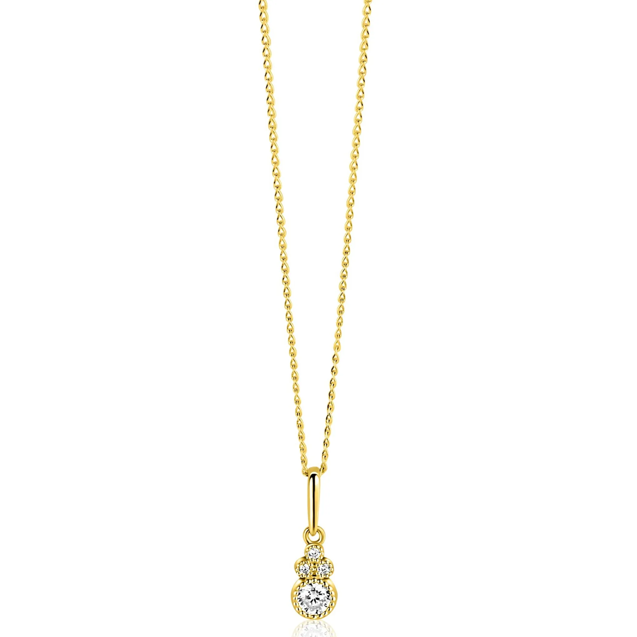 Zinzi 12mm Gold 14 krt gouden fantasie hanger bezet met witte zirkonia's ZGH545 (zonder collier)