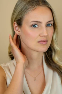 Zinzi 12mm Gold 14 krt gouden fantasie hanger bezet met witte zirkonia's ZGH545 (zonder collier)