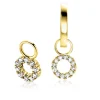 Hot Zinzi 6mm Gold 14 krt gouden oorbedels in ronde vorm bezet met witte zirkonia's ZGCH536 (zonder oorringen)