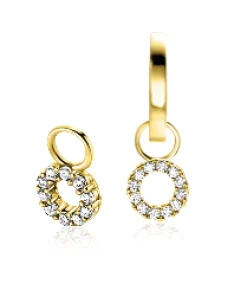 Hot Zinzi 6mm Gold 14 krt gouden oorbedels in ronde vorm bezet met witte zirkonia's ZGCH536 (zonder oorringen)