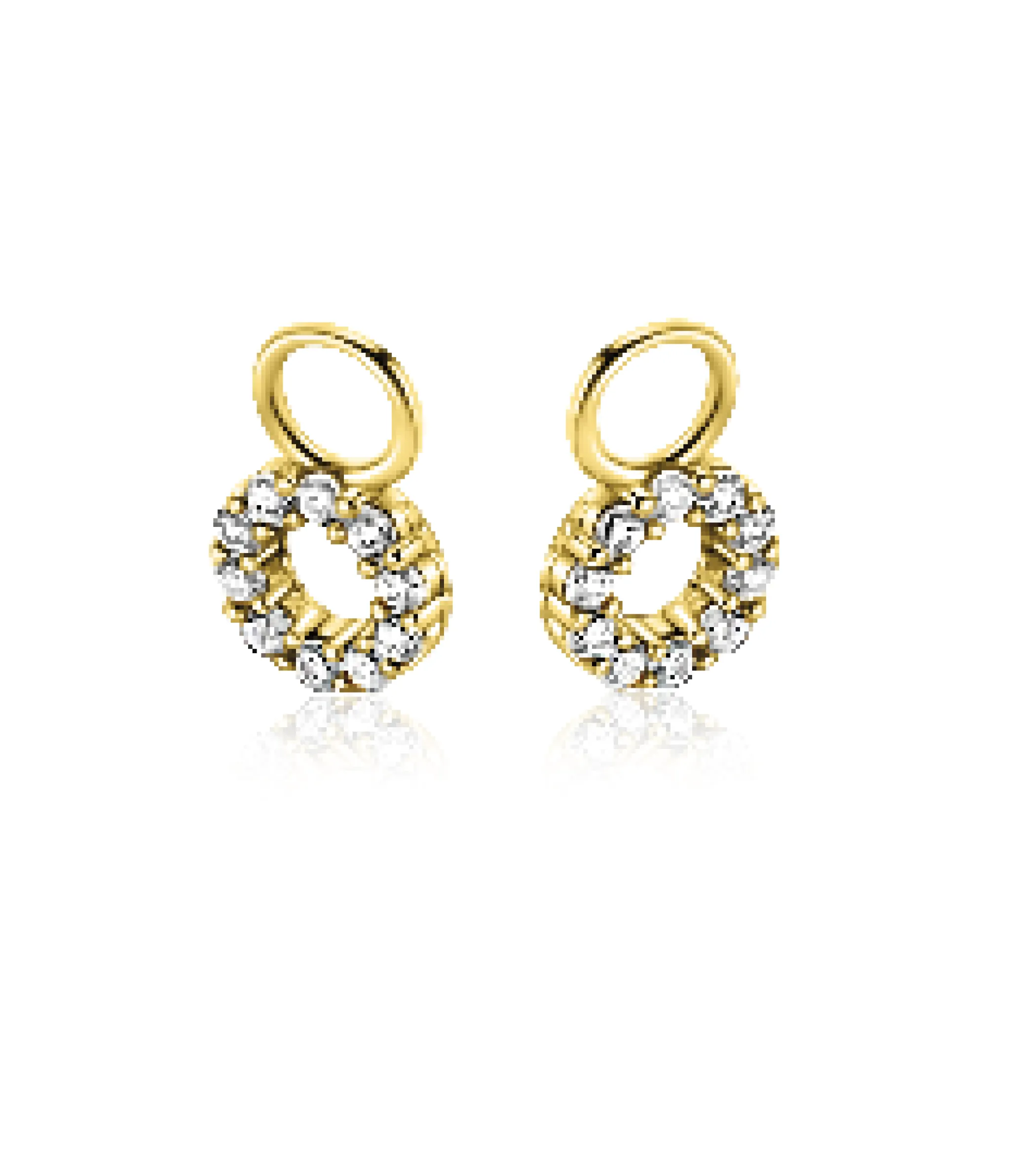 Hot Zinzi 6mm Gold 14 krt gouden oorbedels in ronde vorm bezet met witte zirkonia's ZGCH536 (zonder oorringen)