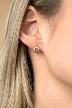 Discount Zinzi 8mm Gold 14 krt gouden oorknoppen met zonnetje ZGO401