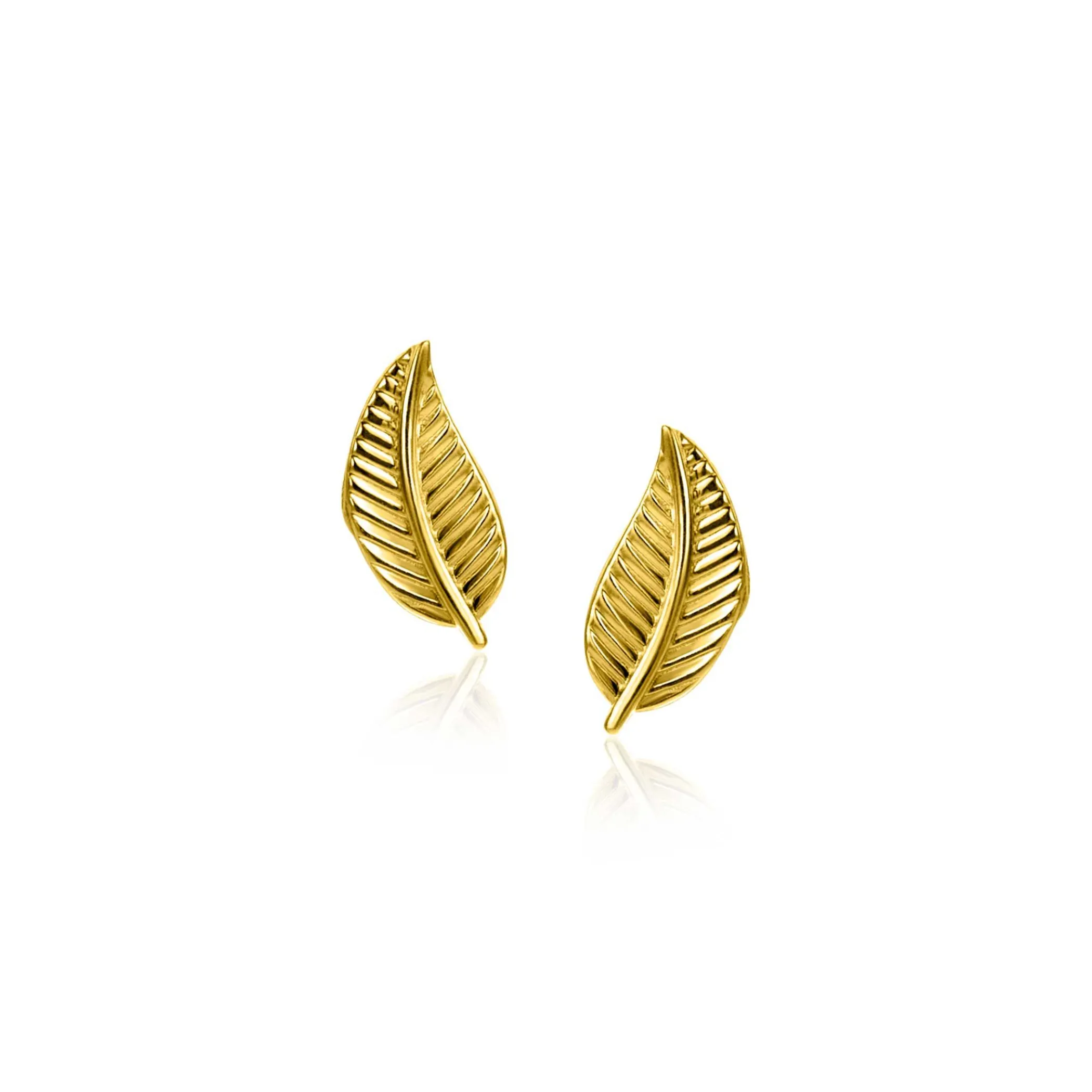 New Zinzi 8mm Gold 14 krt gouden veer oorknoppen ZGO522
