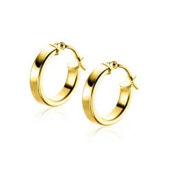 Clearance Zinzi 13mm Gold 14 krt gouden oorringen gladde vierkante buis 3mm breed ZGO333